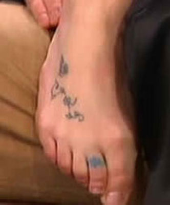 Britney Spears Butterfly Flowers Vine Foot Tattoo